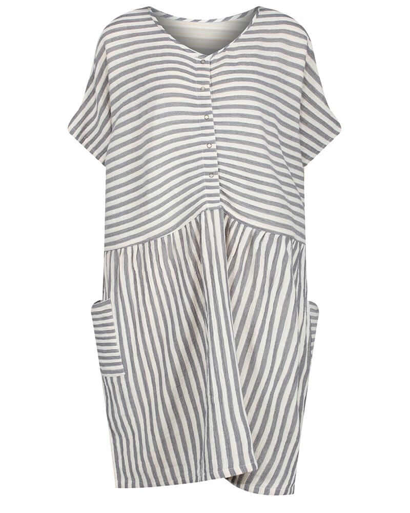 organic cotton Ada Beige Reversible Mix Stripe Print Mini Dress - image 1