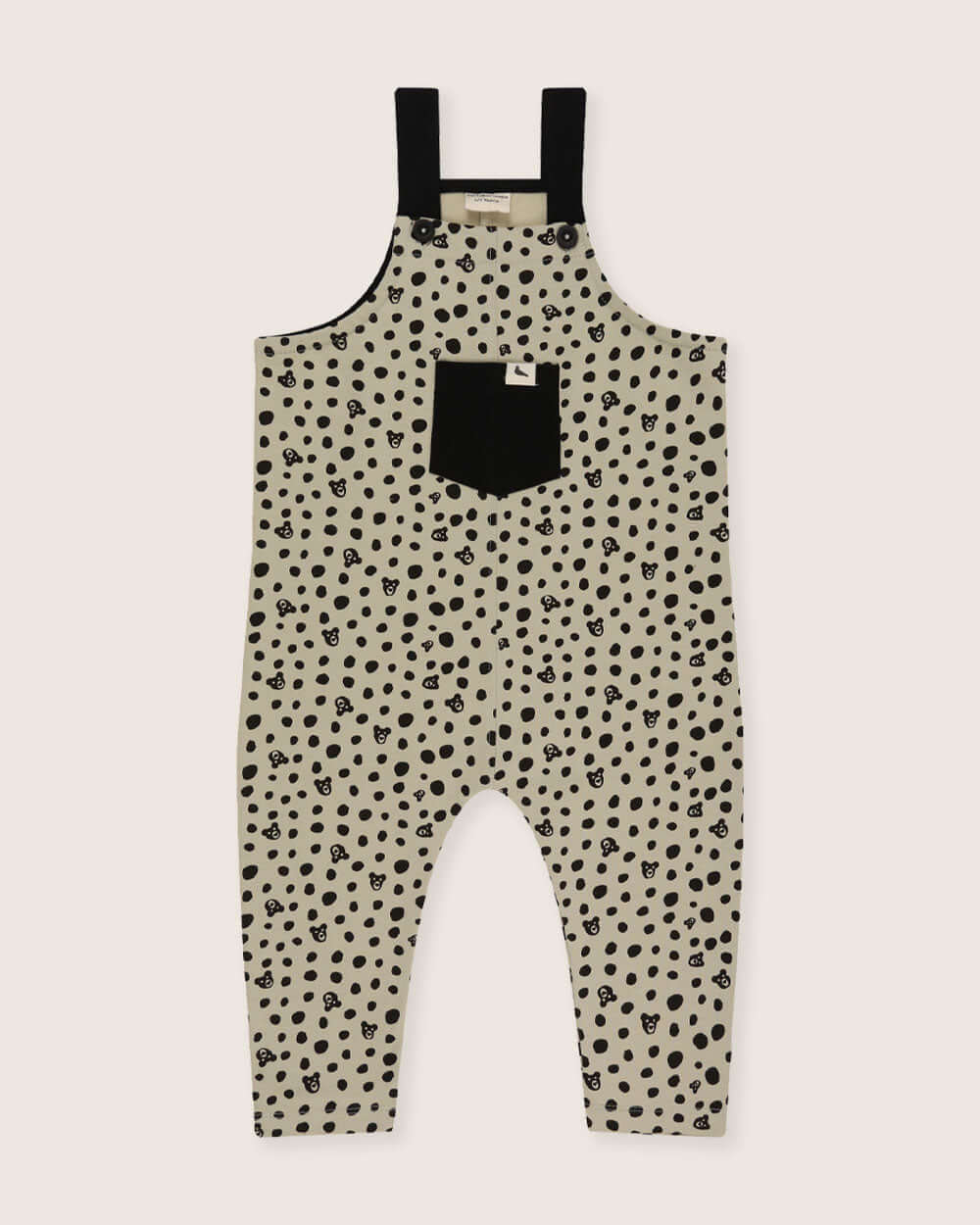 organic cotton Grey Spotty Bear Print Dungarees - image 2