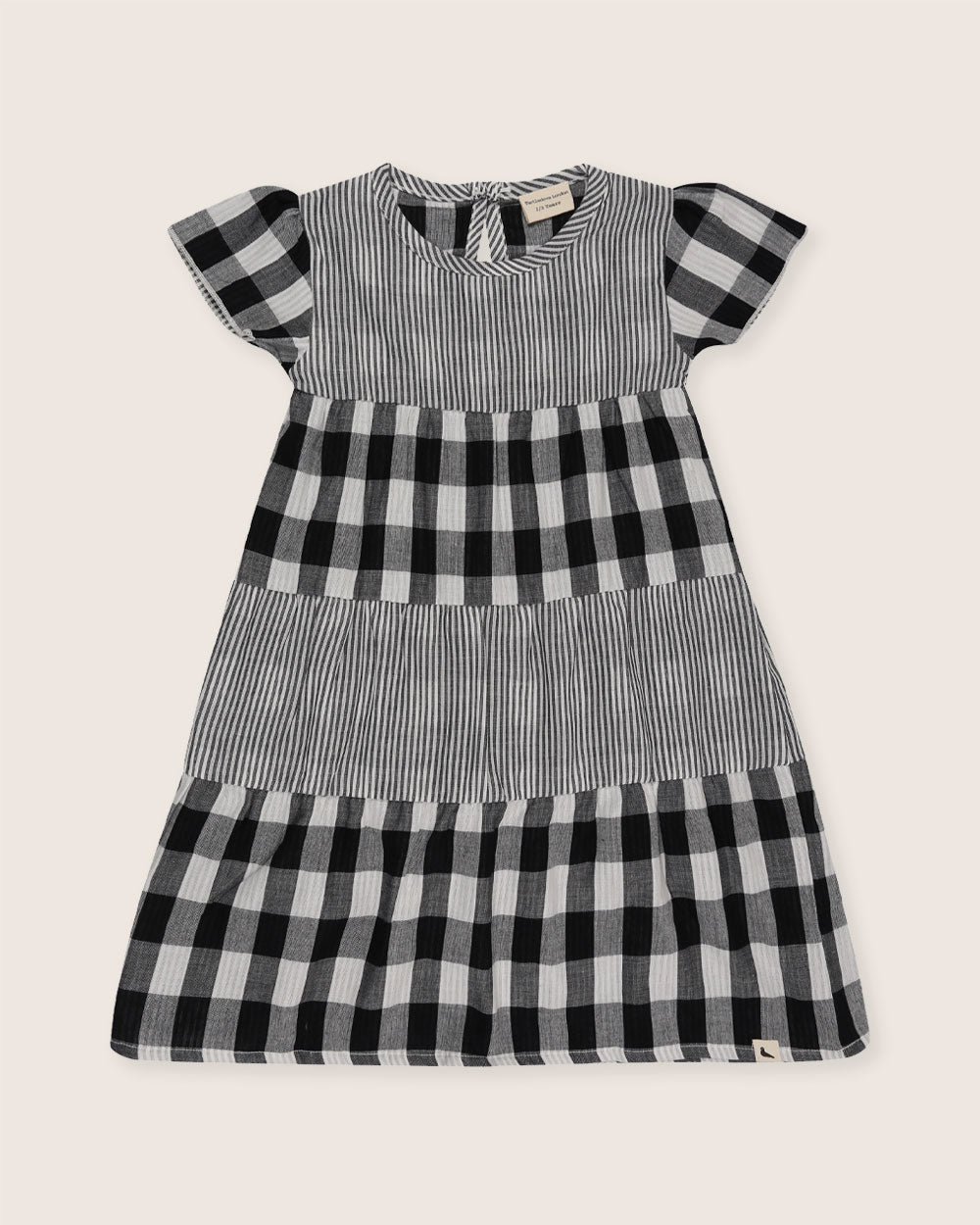 organic cotton Multicolour Stripe And Check Print Tier Dress - image 2