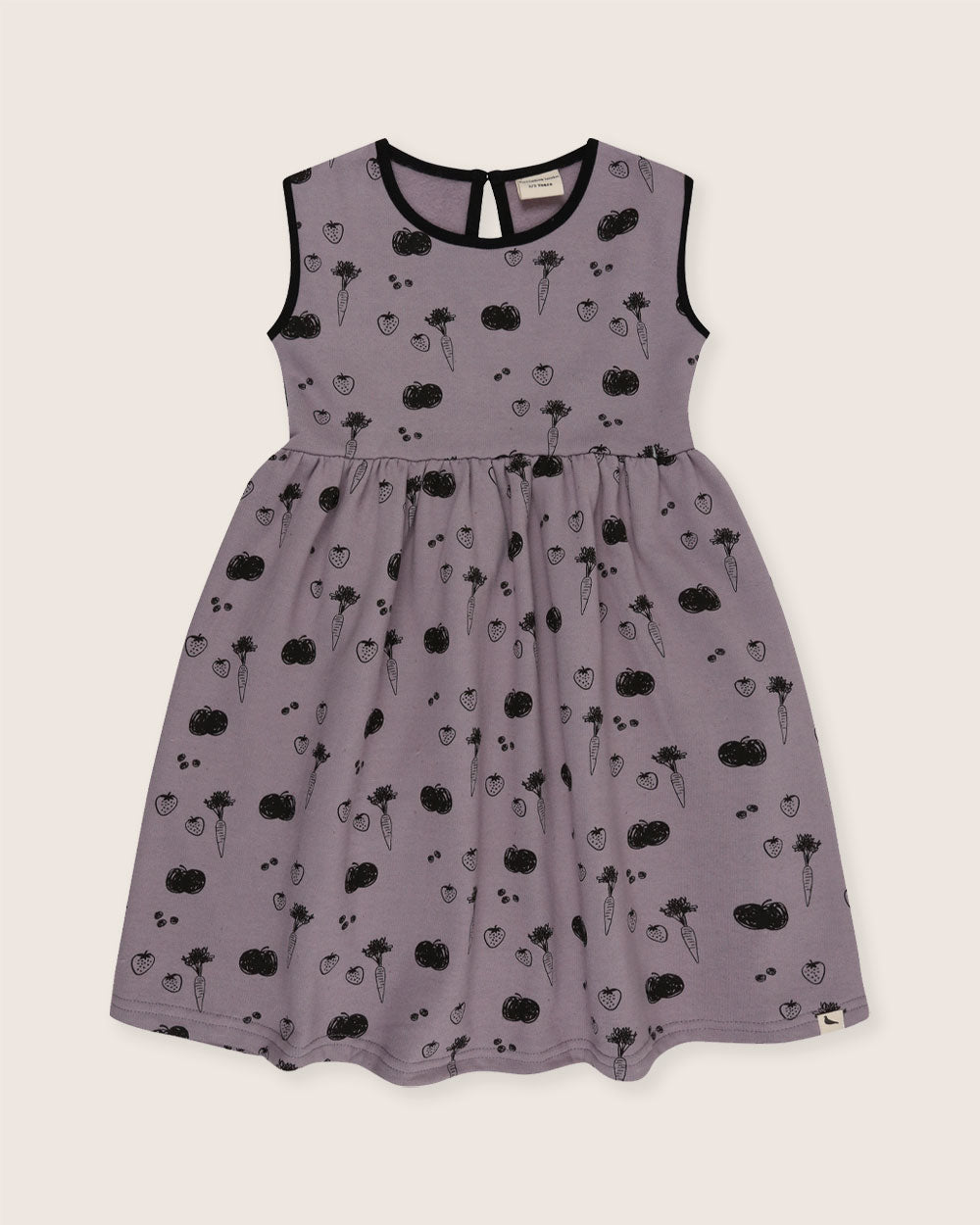 organic cotton Charcoal Grey Fruit Print Dress- image 1