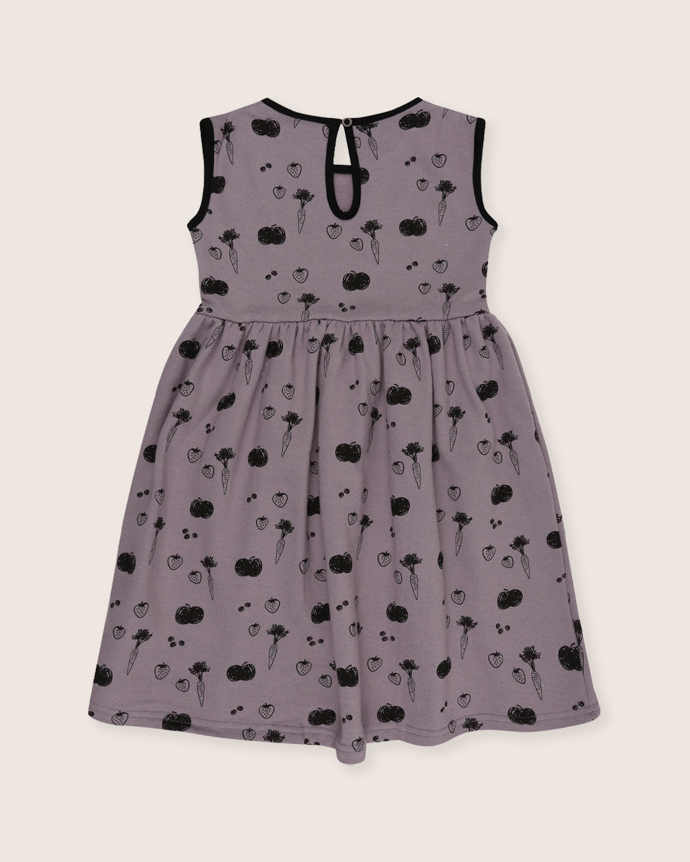organic cotton Charcoal Grey Fruit Print Dress- image 3