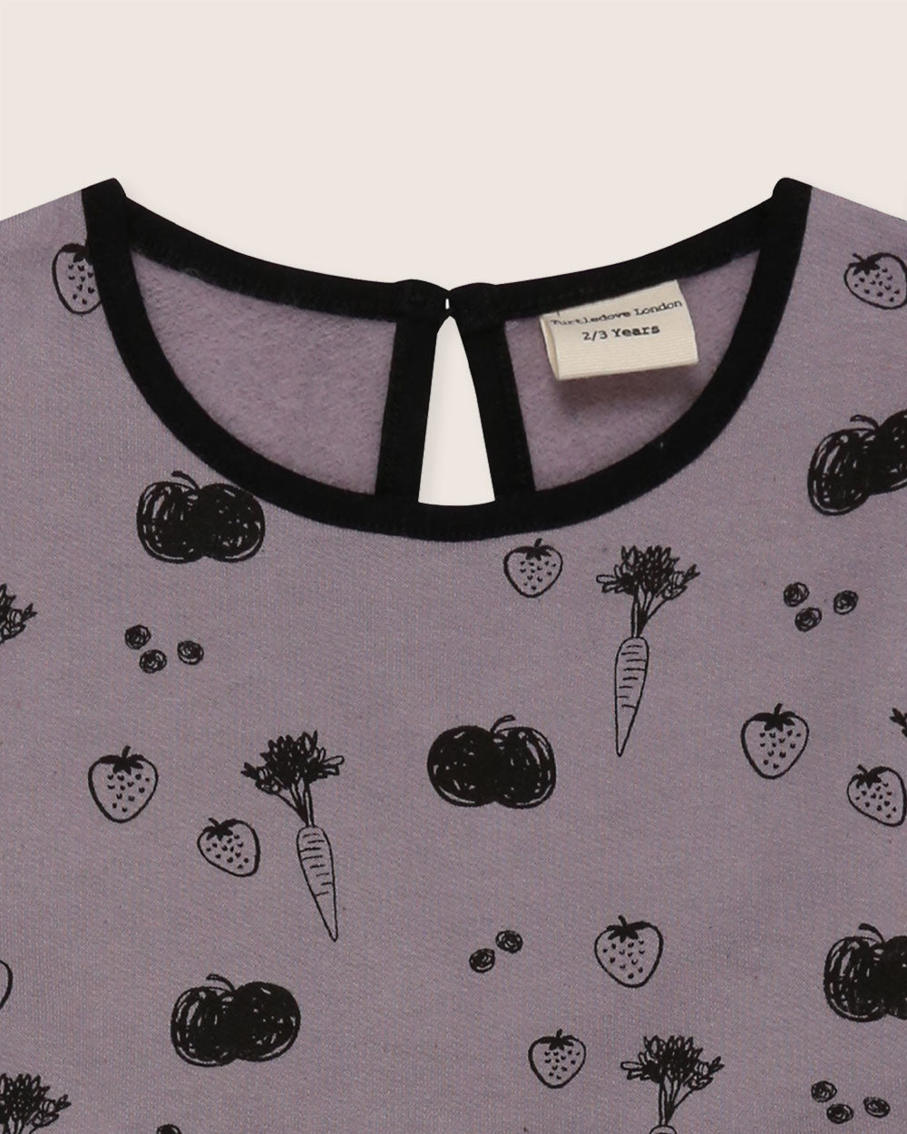organic cotton Charcoal Grey Fruit Print Dress- image 2