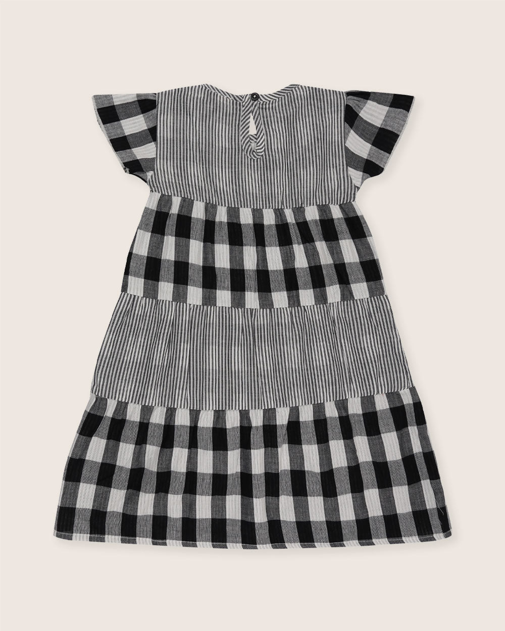 organic cotton Multicolour Stripe And Check Print Tier Dress - image 4