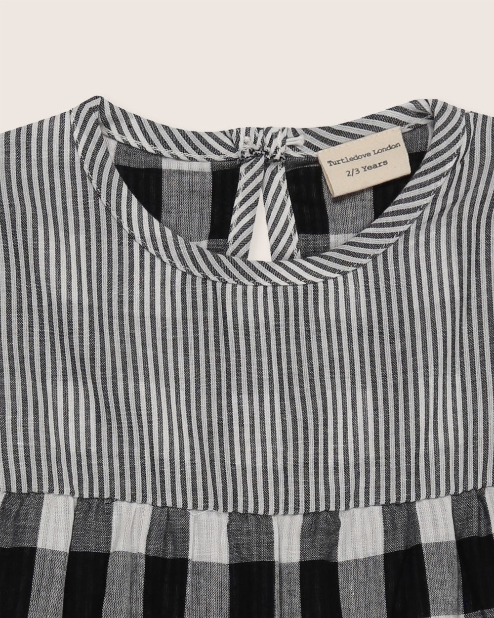 organic cotton Multicolour Stripe And Check Print Tier Dress - image 3