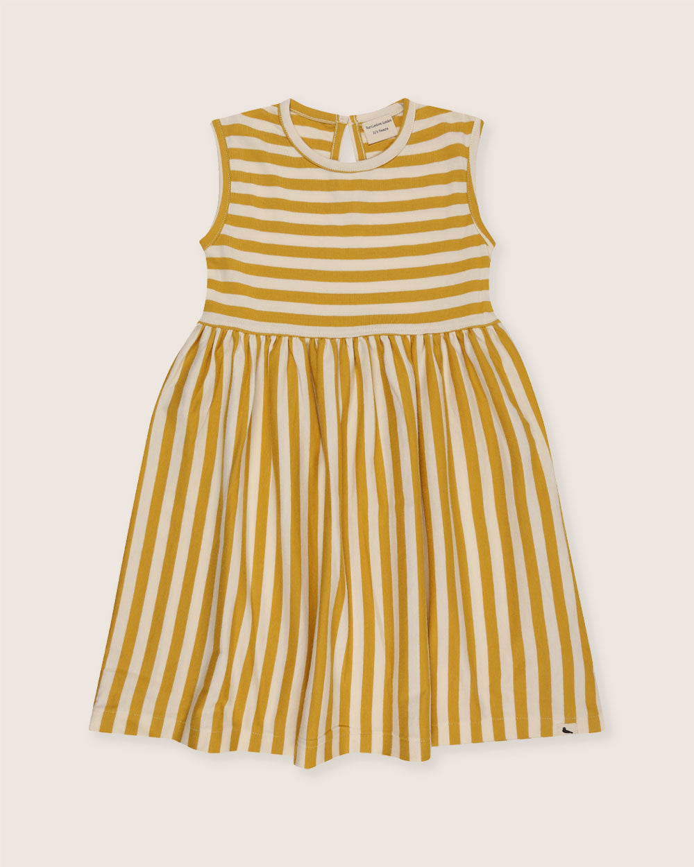 organic coton Yellow Wide Stripe Print Dress - image 2