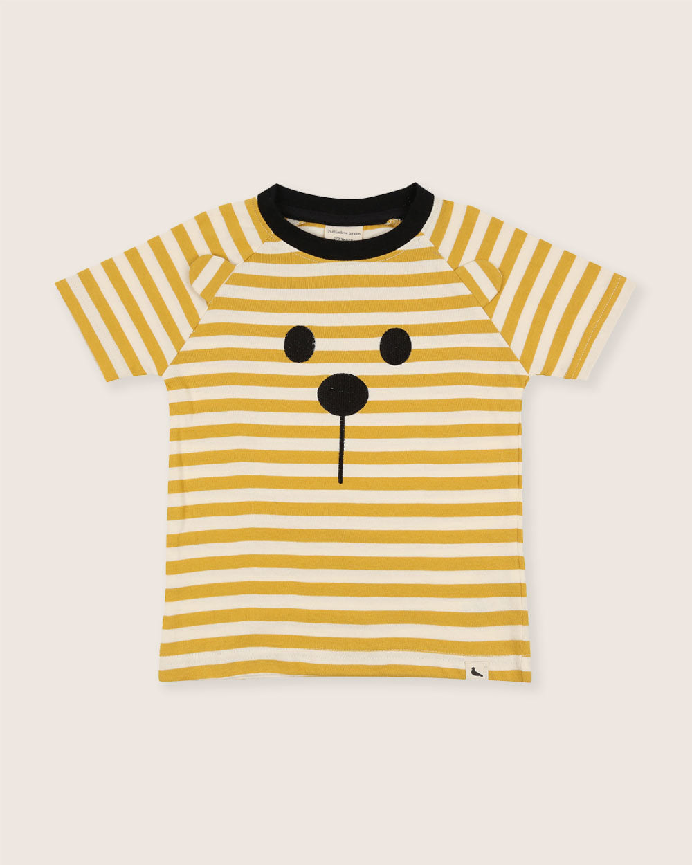 organic cotton Yellow Bear Face Stripe Print T-Shirt - image 2