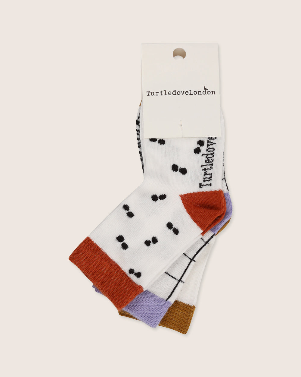 organic cotton Multicolour Check, Spots and Slogan Print Socks - 3 Pack - image 4
