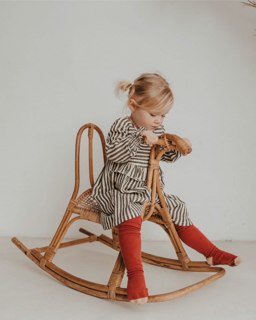 organic cotton Beige Stripe Print Dress - image 1